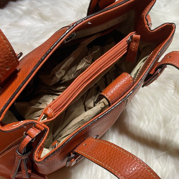 Liz Claiborne Dark Orange 3 pocket Satchel -Never used #H-5 - Picture 5 of 9